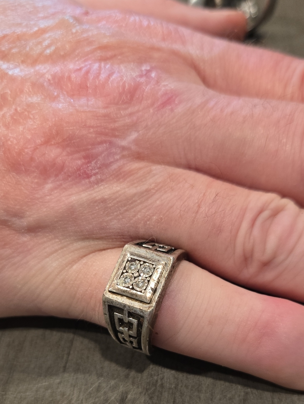 Kay Jewelers Silver-Tone Men’s Square Cluster Ring with Clear Stones